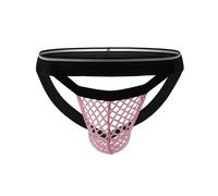 Men's Underwear Briefs Hipster Mesh See Through Jock Strap Low Rise Elephant Pouch Cosplay Costume Jock Strap for Stag Do Fancy Dress Costume Pink