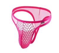 Men's Underwear Briefs Sexy Mesh See-Through Jock Strap Low-Rise Bulge Pouch Cosplay Costume Jock Strap for Birthday Christmas Xmas Party Hot Pink