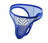 Men's Underwear Briefs Sexy Mesh See-Through Jock Strap Low-Rise Bulge Pouch Cosplay Costume Jock Strap for Birthday Christmas Xmas Party Dark Blue