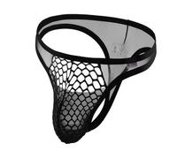 Men's Underwear Briefs Sexy Mesh See-Through Jock Strap Low-Rise Bulge Pouch Cosplay Costume Jock Strap for Birthday Christmas Xmas Party Black