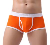 Men's Underwear Briefs Short Trousers Sturdy Pouch Sexy Breathe Men's Underwear Retro Men's Skiny Underpants Men's Long Underpants Men's Briefs, orange, S