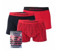 Men's Underwear Emporio Armani 3 Pack of Pure Cotton Trunks in Red and Black