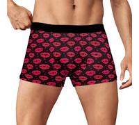 Mens Underwear for Men Kiss Me Novelty Pattern Printing Kiss Marks Men's Boxer Briefs Funny Short Mens Briefs Underwear Gifts Boxers for Valentine’s, Birthday, Christmas Funny Snug-Fit