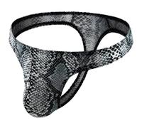 Men'S Underwear - Male Leopard Pattern Serpentine Underwear Printed Thong Low Waist Sexy Underwear (Grey L)