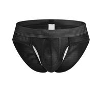 Men's Underwear Mesh Breathable Lightweight Sexy Triangle Pants Plain Underwear Men's Briefs Comfortable Soft Elastic, black, XL