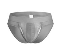 Men's Underwear Mesh Breathable Lightweight Sexy Triangle Pants Plain Underwear Men's Briefs Comfortable Soft Elastic, gray, S