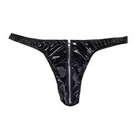 Mens Underwear,Metallic Briefs wiht Zip Front Open Elephant Pouch G-Strings & Thongs Mens Sexy Underpants Erotic Lingerie Low Rise Dancewear Clubwear Joke Secret Gift Black XXL