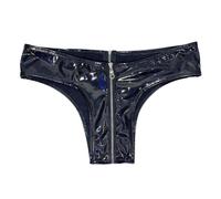 Mens Underwear,Metallic Briefs wiht Zip Front Open Elephant Pouch G-Strings & Thongs Mens Sexy Underpants Erotic Lingerie Low Rise Dancewear Clubwear for Stag Do Fancy Dress Costume Black
