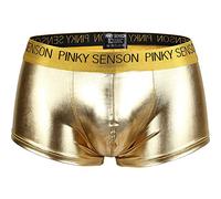 Mens Underwear Shiny Liquid Metallic Boxer Shorts Men Low Rise Boxers Shorts, Sexy Bulge Pouch Shorts & Trunks, Sparkly Men's Under Panties for Clubwear, for Dancewear Rave Party Gold