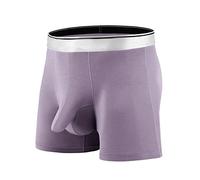 Men's Underwear Silky Smooth Boxer Shorts Long Leg Quick Drying Boxer Shorts with Separate Pocket Breathable Sports Underpants Underwear Low Waist Retro Pant with Large Pouch Underpant Purple