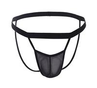 Mens Underwear Thong with Ball Pouch Lingerie Sexy Bulge Enhancement Jockstrap Thongs for Men Micro Plain Comfort Stretch Bikini G String Trendy Casual Thong Underwear Soft Athletic Black