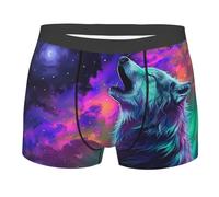 Men'S Underwear Trunks Classic Athletic Underwear Cool Briefs Fitted Wolf Howling Neon Moon Northern Light Wild Animal M