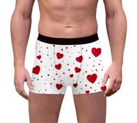 Men's Underwear Trunks, Heart Print Valentine's Day Men's Briefs High Elasticity Comfortable And Stylish Underwear For Everyday Wear