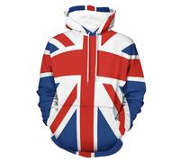 Men's Union Jack Flag Hoodie - Cozy And Stylish Pullover Hooded Sweatshirt M
