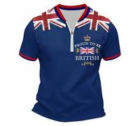 Men's Union Jack Polo Shirt Bunting Flags Print Great Britain Short Sleeve Collared Button Down Golf Summer Regular Fit T-Shirt Holiday Clothes for Men UK Plus Size Printed T Shirts Gym Top