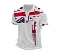 Men's Union Jack Polo Shirt Bunting Flags Print Great Britain Short Sleeve Collared Button Down Golf Shirt Summer Regular Fit T-Shirt Holiday Clothes for Men UK Plus Size (A1-Red, 5XL)