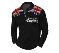 Men's Union Jack Polo Shirt England Flag Short Sleeve Breathable Quick Dry Golf Top Running Sports Tee Top Gym Workout T-Shirts 2025 King Charles Coronation Plus Size Blouse (A-Black,M)