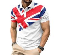 Men's Union Jack Polo Shirt Great Britain Bunting Flags Print Short Sleeve Collared Button Down Golf Shirts (UK, Alpha, 3XL, Regular, Regular, #4)