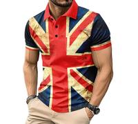 Men's Union Jack Polo Shirt Great Britain Bunting Flags Print Short Sleeve Collared Button Down Golf Shirts (UK, Alpha, XXL, Regular, Regular, #11)