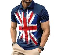 Men's Union Jack Polo Shirt Great Britain Bunting Flags Print Short Sleeve Collared Button Down Golf Shirts (UK, Alpha, 3XL, Regular, Regular, #13)