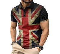 Men's Union Jack Polo Shirt Great Britain Bunting Flags Print Short Sleeve Collared Button Down Golf Shirts (UK, Alpha, 4XL, Regular, Regular, #6)