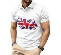 Men's Union Jack Polo Shirt Great Britain Bunting Flags Print Short Sleeve Collared Button Down Golf Shirts (UK, Alpha, M, Regular, Regular, #3)