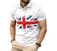 Men's Union Jack Polo Shirt Great Britain Bunting Flags Print Short Sleeve Collared Button Down Golf Shirts (UK, Alpha, XXL, Regular, Regular, #2)