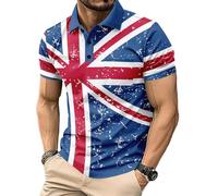 Men's Union Jack Polo Shirt Great Britain Bunting Flags Print Short Sleeve Collared Button Down Golf Shirts (UK, Alpha, 3XL, Regular, Regular, #8)