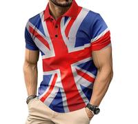 Men's Union Jack Polo Shirt Great Britain Bunting Flags Print Short Sleeve Collared Button Down Golf Shirts (UK, Alpha, L, Regular, Regular, #14)