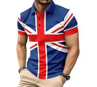 Men's Union Jack Polo Shirt Great Britain Bunting Flags Print Short Sleeve Collared Button Down Golf Shirts (UK, Alpha, XXL, Regular, Regular, #5)
