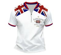 Men's Union Jack Polo Shirt Great Britain Bunting Flags Print Short-Sleeve Polo Shirt with British Flag Print Summer Regular Fit T-Shirts Holiday Clothes for Men UK
