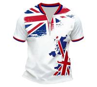 Men's Union Jack Polo Shirt Great Britain Bunting Flags Print Short-Sleeve Polo Shirt with British Flag Print Summer Regular Fit T-Shirts Holiday Clothes for Men UK