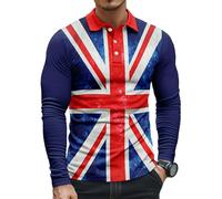 Men's Union Jack Polo Shirt Great Britain Bunting Flags Print Sleeve Collared Button Down Golf Shirts (UK, Alpha, 4XL, Regular, Regular, #7)