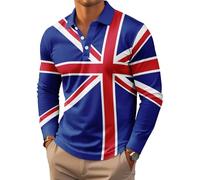 Men's Union Jack Polo Shirt Great Britain Bunting Flags Print Sleeve Collared Button Down Golf Shirts (UK, Alpha, 5XL, Regular, Regular, #6)