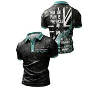 Men's Union Jack Polo Shirt Great Britain England Flags Distressed Style Polo Shirts PTSD Awareness 3D Digital Print Vintage Tee Tops Lightweight Summer Daily Casual Clothes,Mint Green,3XL