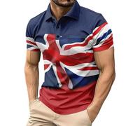 Men's Union Jack Polo Shirts 2026 England National Day Golf Shirt Great British Bunting Flags Golf Tops Casual Short Sleeve Poloshirts Festival Tee Top Black