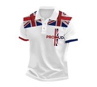 Mens Union Jack Polo Shirts Bunting Flags Print Great Britain Short Sleeve Collared Button Down Golf Shirt Summer Regular Fit Plus Size T-Shirt Holiday Clothes for Men UK (C6-White, 4XL)