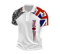 Mens Union Jack Polo Shirts Great Britain Bunting Flags Print Short Sleeve Collared Button Down Golf Shirt Summer Plus Size T-Shirt Holiday Clothes for Men UK Regular Fit (A2-Camouflage, S)