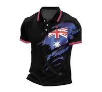 Mens Union Jack Polo Shirts Short Sleeve Great Britain Bunting Flags Print Button Front Summer Golf Shirt Plus Size Holiday T-Shirt Breathable Workout Tops for Men UK (C0a2-Black, 5XL)