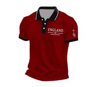 Mens Union Jack Polo Shirts Short Sleeve Great Britain Bunting Flags Print Button Front Summer Golf Shirt Plus Size Holiday T-Shirt Breathable Workout Tops for Men UK (F0a1-Red, XXL)