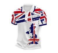 Mens Union Jack Polo Shirts Short Sleeve Great Britain Bunting Flags Print Button Front Summer Golf Shirt Plus Size Holiday T-Shirt Breathable Workout Tops for Men UK (A0a8-Watermelon Red, XXXL)