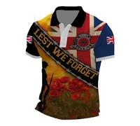 Mens Union Jack Polo Shirts UK British Flag Print Short Sleeve Button Down Collared Golf T-Shirts Regular Fit Solider Remembrance Day Proud Veteran Tshirts D-Day Anniversary T Shirt (#0003 Yellow,L)