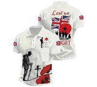 Mens Union Jack Polo Shirts UK British Flag Print Short Sleeve Button Down Collared Golf T-Shirts Regular Fit Solider Remembrance Day Proud Veteran Tshirts D-Day Anniversary T Shirt (#0002 Beige,XXL)