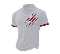 Mens Union Jack Polo Shirts UK British Flag Print Short Sleeve Button Down Golf Shirt Casual Collared Tops Classic Regular Fit Summer Basic Work T-Shirt Holiday Clothes