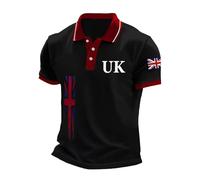 Mens Union Jack Polo Shirts UK Great Britain Bunting Flags Print Short Sleeve Collared Button Down Golf Shirt Summer Casual Plus Size Quick Dry England T-Shirts Muscle Tees Holiday Clothes for Men UK
