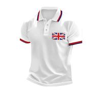 Mens Union Jack Polo Shirts UK Great Britain Bunting Flags Print Short Sleeve Collared Button Down Golf Shirt Summer Casual Plus Size Quick Dry England T-Shirts Muscle Tees Holiday Clothes for Men UK