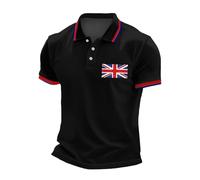 Mens Union Jack Polo Shirts United Kingdom Britain England Flag Print Short Sleeve Collared Button Down Golf Shirt Summer Regular Fit Activewear Polos Plus Size T-Shirt Holiday Clothes for Men UK