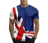 Men's Union Jack Shirt Great Britain Bunting Flags Print T Shirts (UK, Alpha, XXL, Regular, Regular, #1)