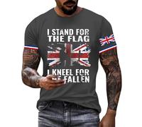 Mens Union Jack Shirts Great Britain Bunting Flags Print Short Sleeve Shirt Funny United Kingdom Tshirts Cotton Crew Neck Vintage Tees UK Flag Solider Remembrance Day Proud Veteran T-Shirt