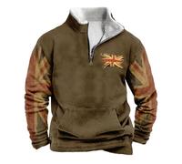 Men's Union Jack Sweatshirt, Standing Collar, Long Sleeve Zipper Sweatshirt with Pocket, Casual Outdoor (UK, Alpha, 5XL, Regular, Regular, #1)